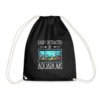 Aquarium Fish Gift - Drawstring Bag - black - Front