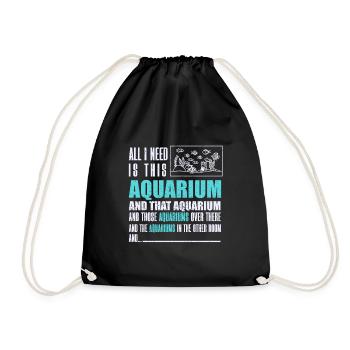 Aquarium Fish Gift - Drawstring Bag - black - Front