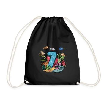 Aquarium Fish Gift - Drawstring Bag - black - Front