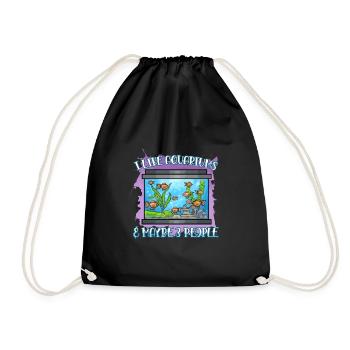Aquarium Fisch Geschenk - Turnbeutel - Schwarz - Vorne