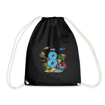 Aquarium Fish Gift - Drawstring Bag - black - Front