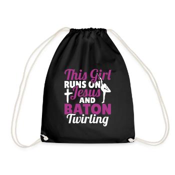 Baton Twirling Baton Twirler Gift - Drawstring Bag - black - Front