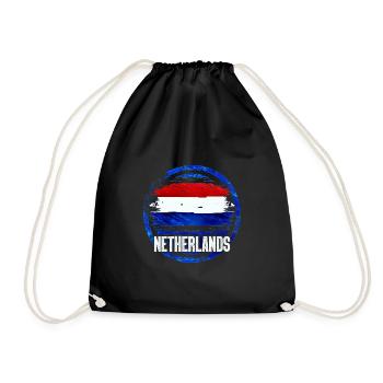 Netherlands - Drawstring Bag - black - Front