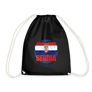 Serbia - Drawstring Bag - black - Front