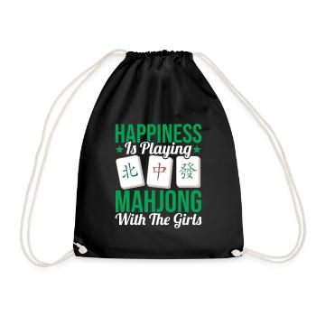 Gift for Mahjong Fans - Drawstring Bag - black - Front
