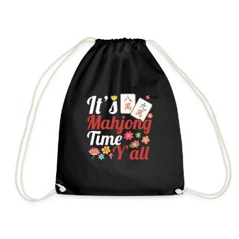Gift for Mahjong Fans - Drawstring Bag - black - Front