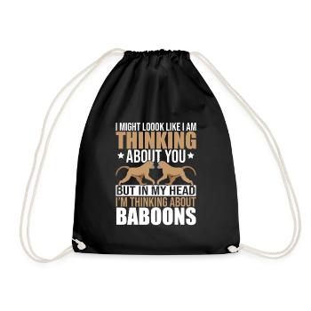 Gift for baboon lover - Drawstring Bag - black - Front