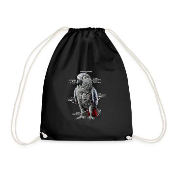 Afrikanisches Graupapagei Geschenk - Turnbeutel - Schwarz - Vorne