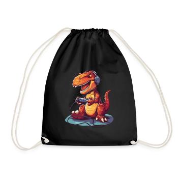 Dinosaur Video Game - Drawstring Bag - black - Front