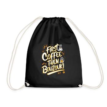Bouzouki Instrument Gift - Drawstring Bag - black - Front