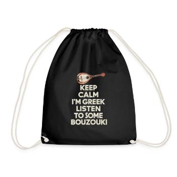 Bouzouki Instrument Gift - Drawstring Bag - black - Front
