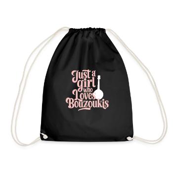 Bouzouki Instrument Gift - Drawstring Bag - black - Front
