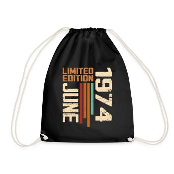 June 1974 Birthday Gift June 1974 Retro 1974 - Drawstring Bag - black - Front
