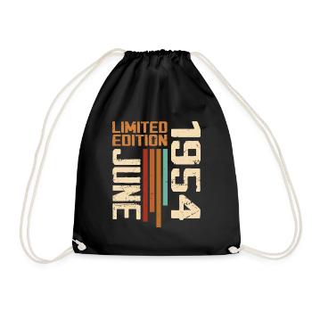 June 1954 Birthday Gift June 1954 Retro 1954 - Drawstring Bag - black - Front