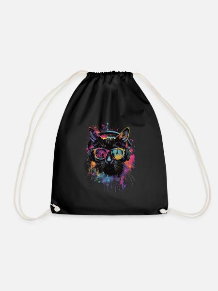 Schwarze Katze - Turnbeutel - Schwarz