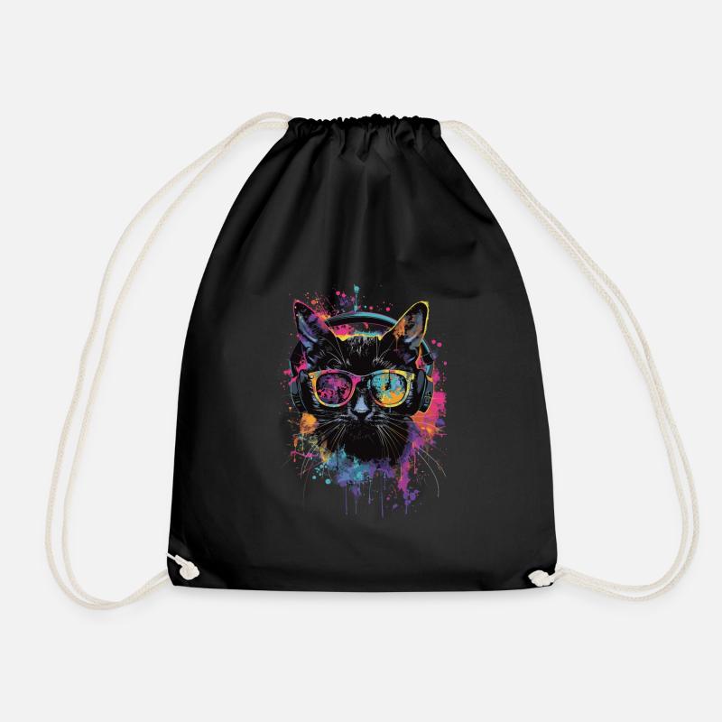 Schwarze Katze - Turnbeutel - Schwarz