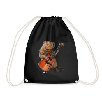 Capybara Gitarre - Turnbeutel - Schwarz - Vorne