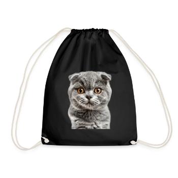 Schottische Faltohrkatze - Turnbeutel - Schwarz - Vorne