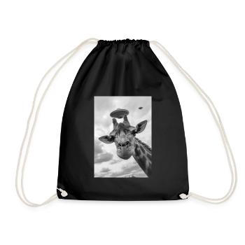 Girafe selfie OVNI - Sac de sport léger - noir - Devant