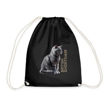 British shorthair - Drawstring Bag - black - Front