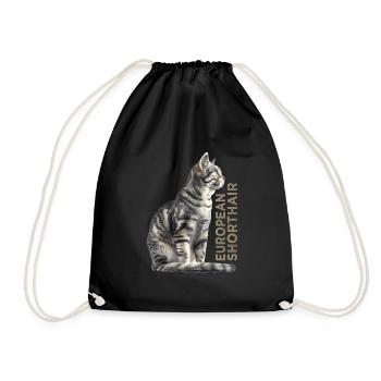 European shorthair - Drawstring Bag - black - Front