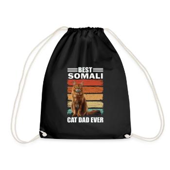 Somali Dad Cat - Drawstring Bag - black - Front