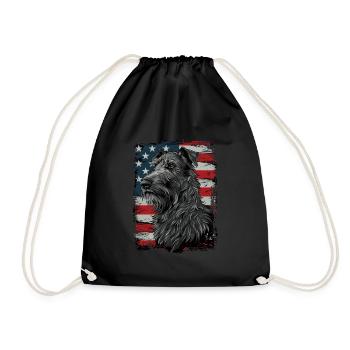 Scottish Deerhound, America USA - Drawstring Bag - black - Front