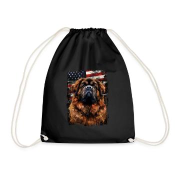 Tibetan Mastiff America USA - Drawstring Bag - black - Front