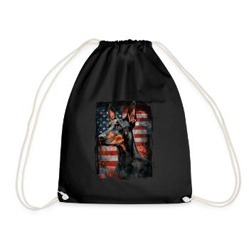Doberman Pinscher America Usa - Drawstring Bag - black - Front