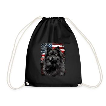 Keeshond America Usa - Drawstring Bag - black - Front