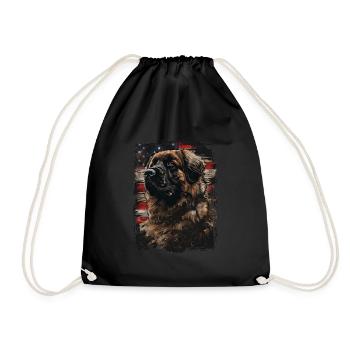 Leonberger America USA - Drawstring Bag - black - Front