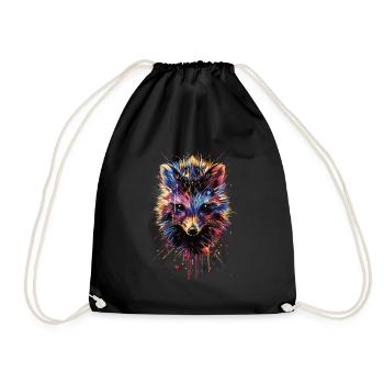 Hedgehog - Drawstring Bag - black - Front