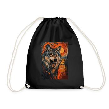 Wolf - Turnbeutel - Schwarz - Vorne