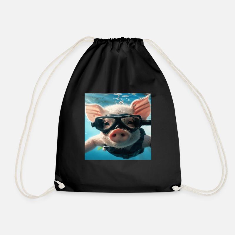 Schwein - Turnbeutel - Schwarz