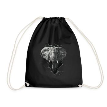 Elefant - Turnbeutel - Schwarz - Vorne