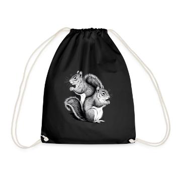 Squirrel - Drawstring Bag - black - Front