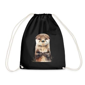 Otter - Drawstring Bag - black - Front