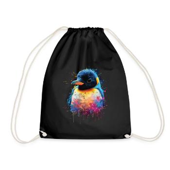 Pinguin - Turnbeutel - Schwarz - Vorne