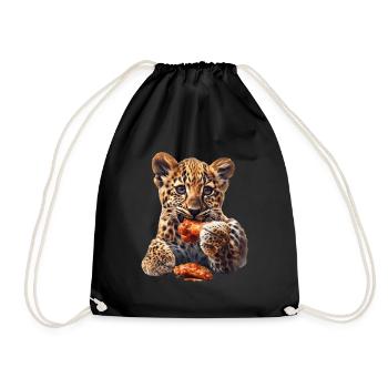 Leopard - Turnbeutel - Schwarz - Vorne