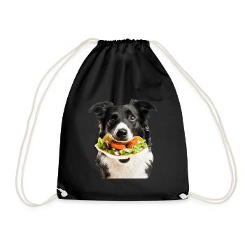 Border Collie - Drawstring Bag - black - Front
