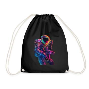 Astronaut Harfe - Turnbeutel - Schwarz - Vorne