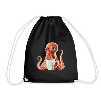 Tintenfisch Kaffee - Turnbeutel - Schwarz - Vorne