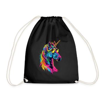 Einhorn - Turnbeutel - Schwarz - Vorne