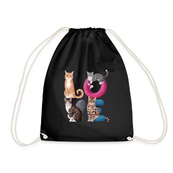 Liebe Katze - Turnbeutel - Schwarz - Vorne