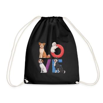 Liebe Hunde - Turnbeutel - Schwarz - Vorne