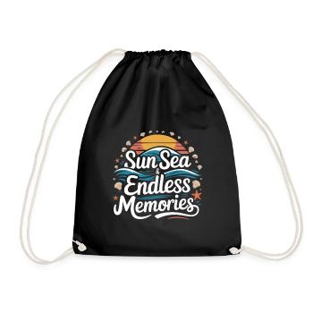 Strand Urlaub | Sun Sea & Endless Memories - Turnbeutel - Schwarz - Vorne