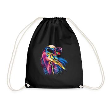 Reiher Vogel - Turnbeutel - Schwarz - Vorne