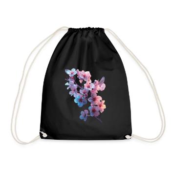Kirschblüten - Turnbeutel - Schwarz - Vorne