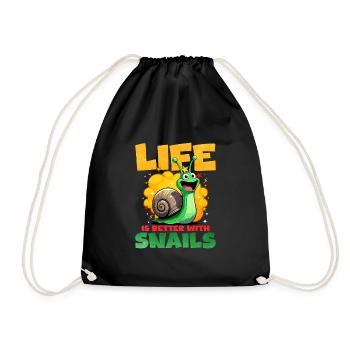 Snail - Drawstring Bag - black - Front
