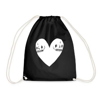 Skull heart - Drawstring Bag - black - Front